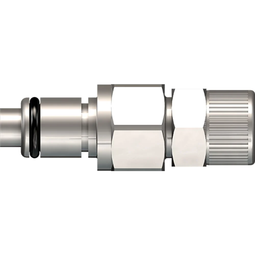 LinkTech 40CB Series Straight Male, Valved, 3/8" PTF, Chrome Brass, Buna N — Single
