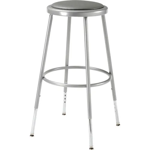 Interion® Steel Shop Stool with Padded Seat - Adjustable Height 25" - 33" - Gray - Pack of 2