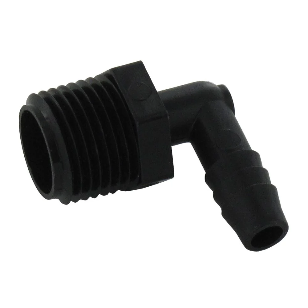 Male Elbow Barb Connector PP - 3/8 ID Barb x 1/2 MNPT — Single