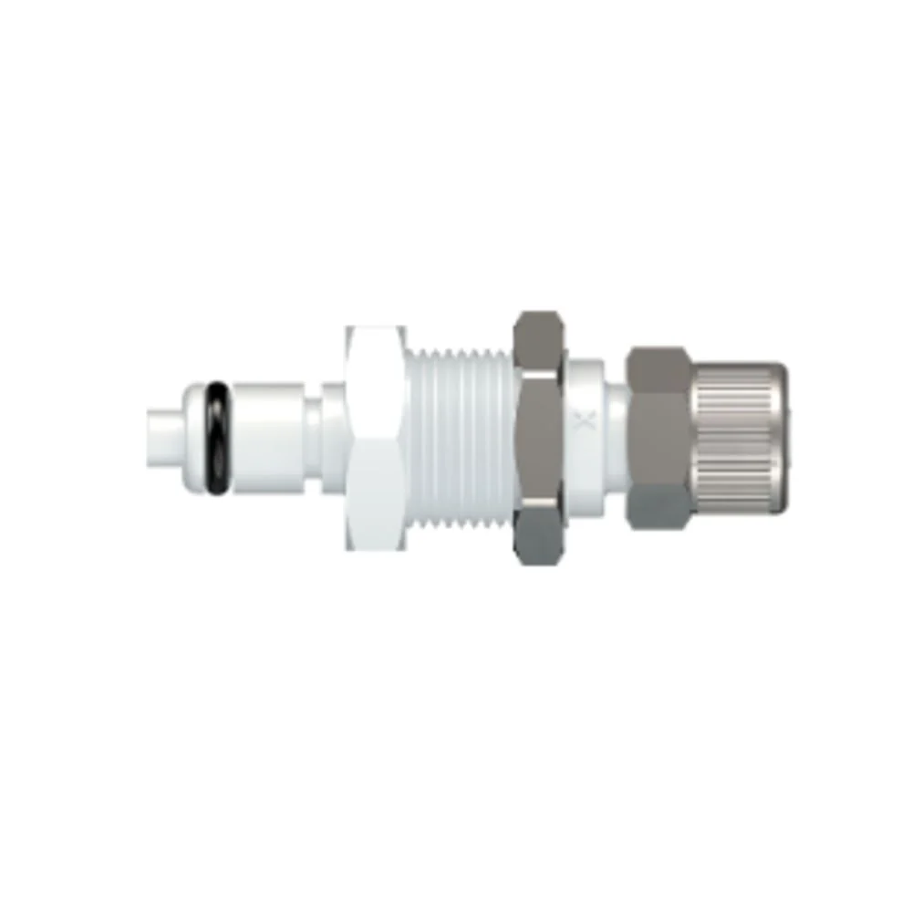 LinkTech 20AC Series Panel Mt. Male, Valved, 1/4" PTF, Natural Acetal, Buna N — Single
