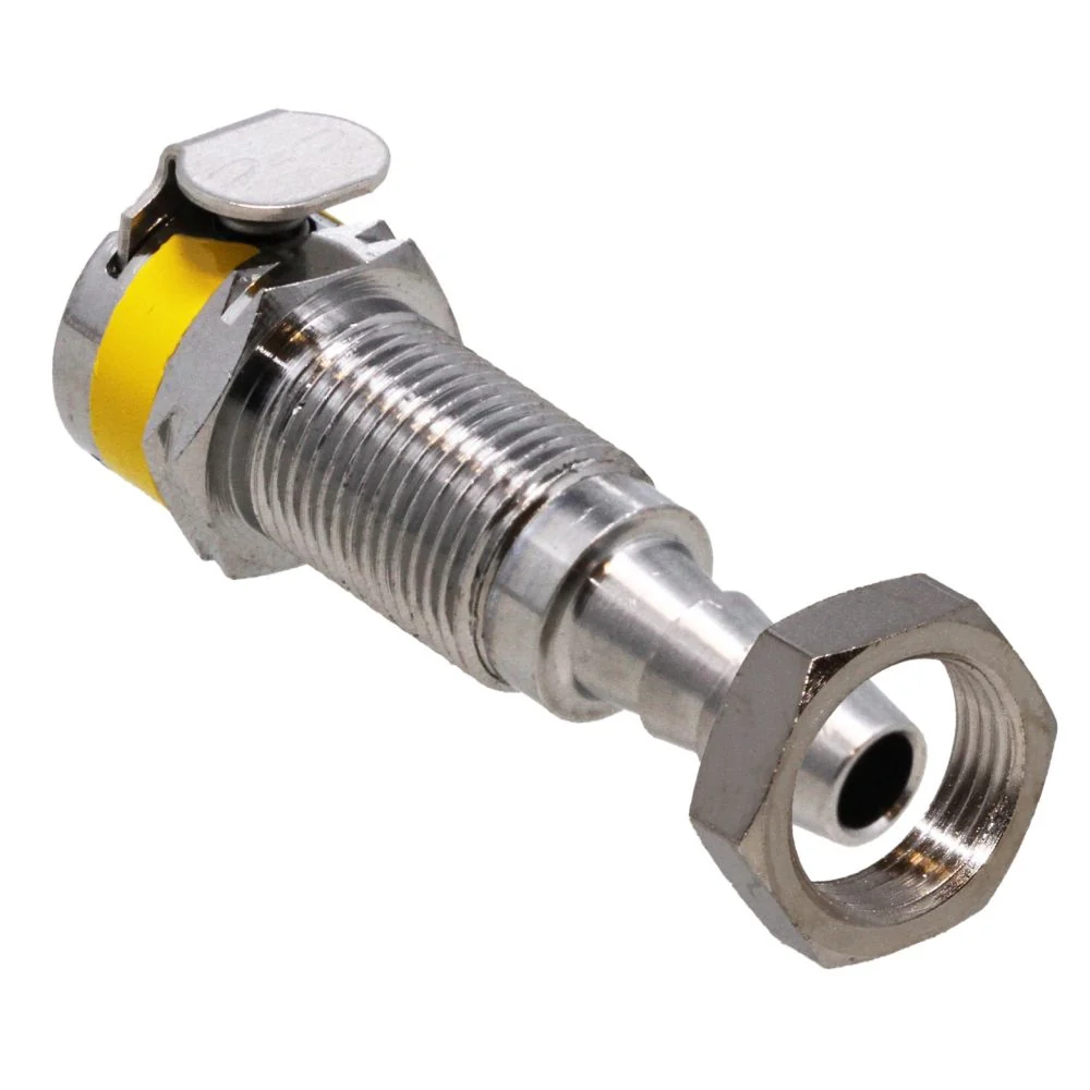 Colder MC1604K2 1/4 Hose Barb Non-Valved Panel Mount Chrome-plated Brass Coupling Body - Yellow — Pack of 10