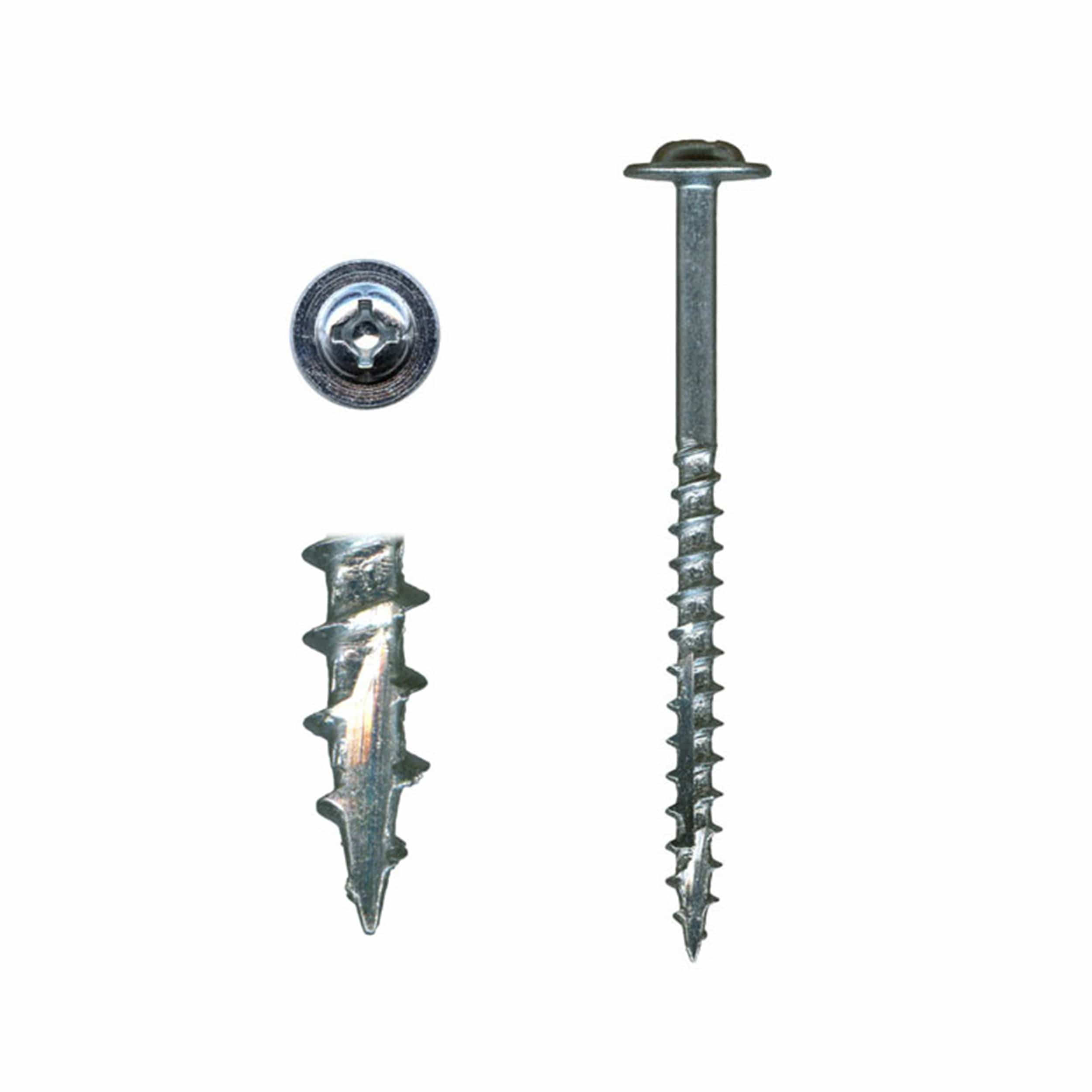 Cabinet Installation Screws - #10 - Combo Drive - Washer Head - White - Zinc - 100 Piece — 2-1/2" / White