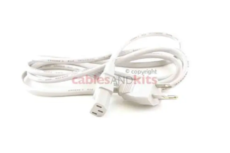 AC Power Cord, 5-15P to C13, 18 AWG, 6ft, White