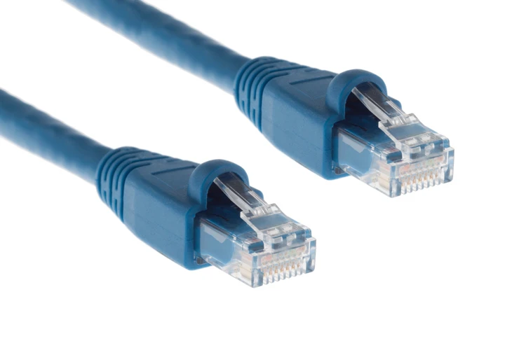 Cat6A Ethernet Patch Cable, Half-moon Boot, UTP, 35 ft, Blue