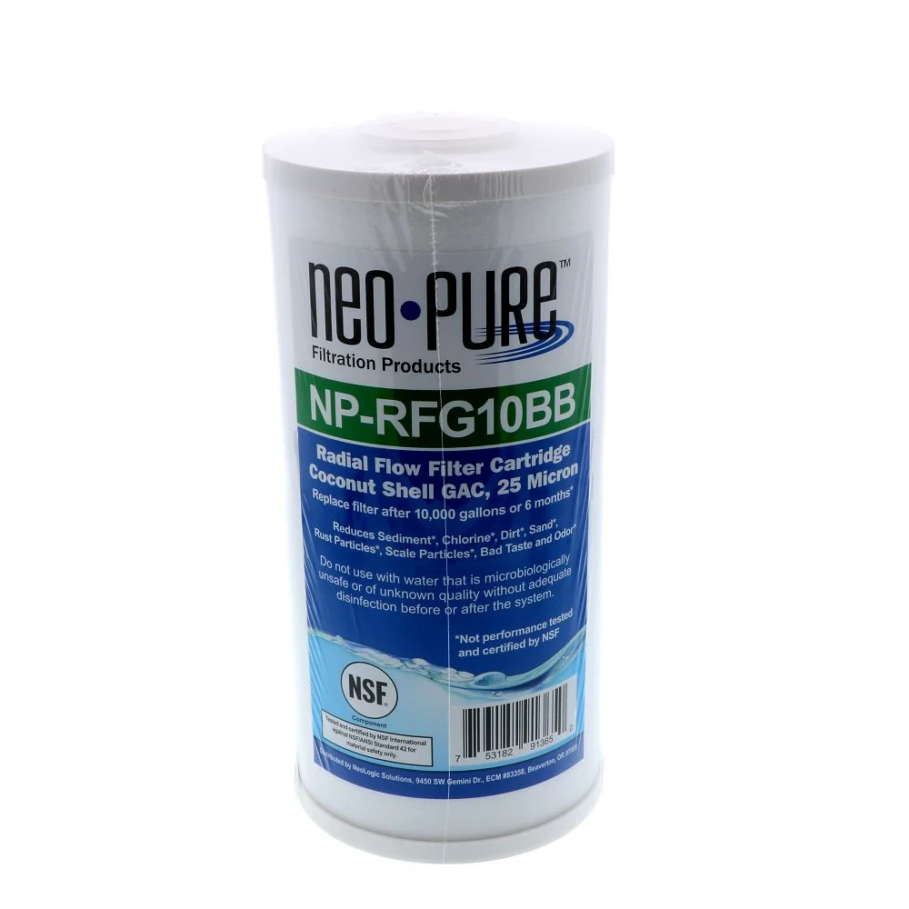 Neo-Pure NP-RFG10BB 10" BB Radial Flow GAC Carbon Filter 25 micron — Single