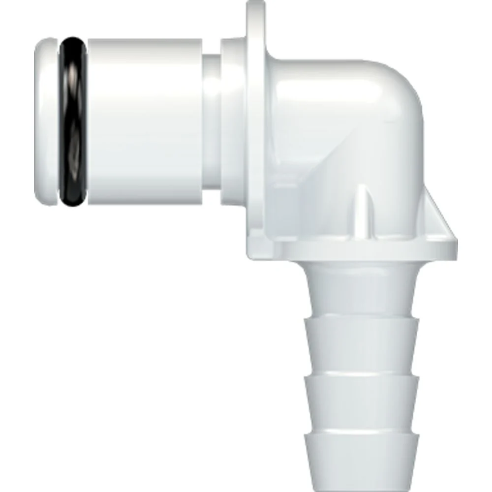 LinkTech 40AC Series Elbow Male, Non-valved, 1/4" HB, Natural Acetal, Buna N — Box of 1000