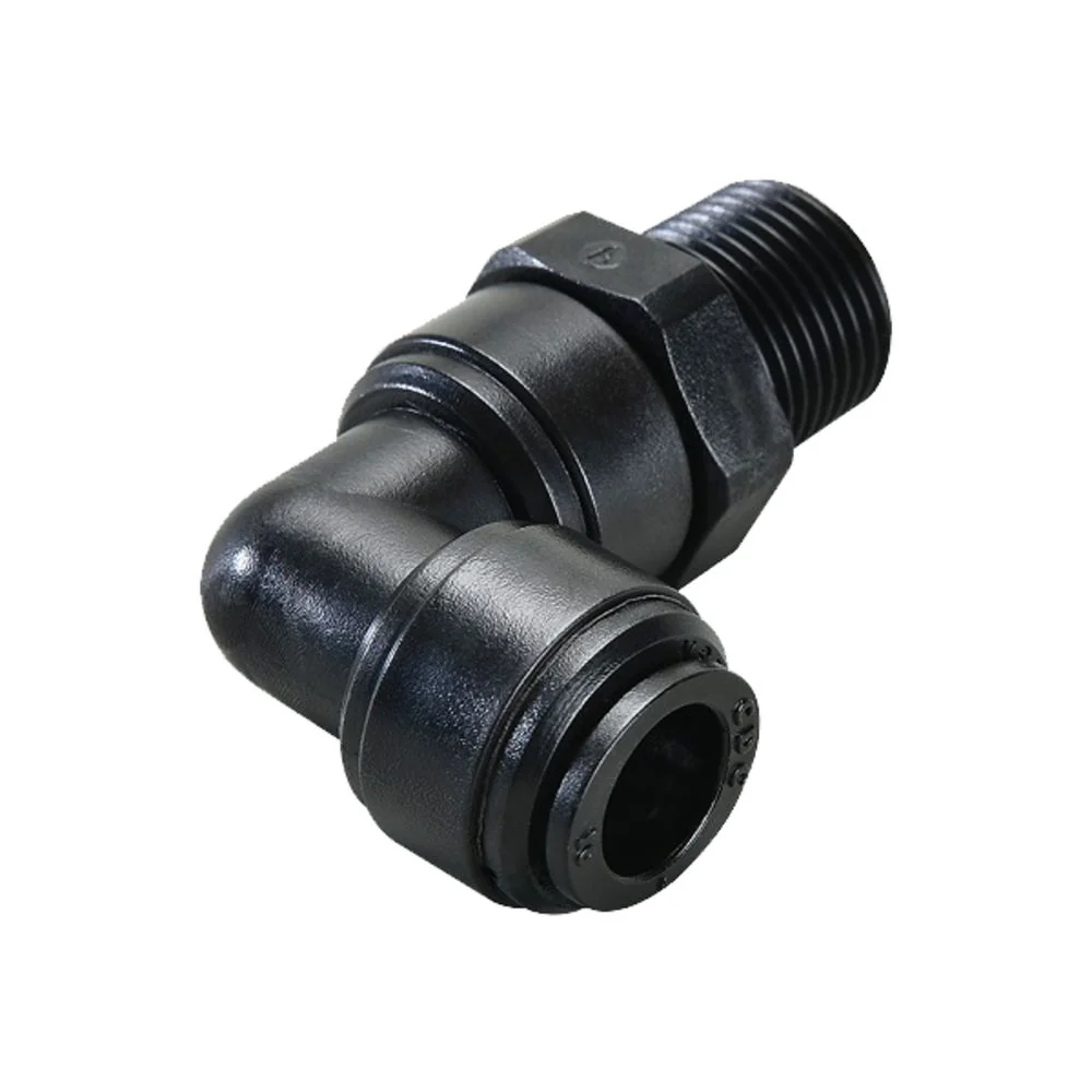NeoFit - Acetal Black Male Elbow Swivel- 3/8"tube OD x 3/8"NPTF — Bag of 10