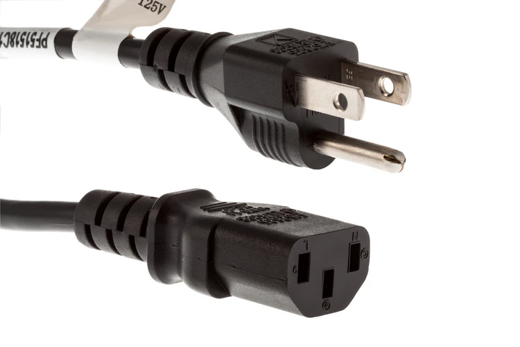 AC Power Cord, 5-15P to C13, 18 AWG, 6ft, Black, Shielded
