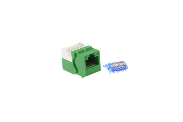 Cat5e Tool Less RJ45 Keystone Jack, Green