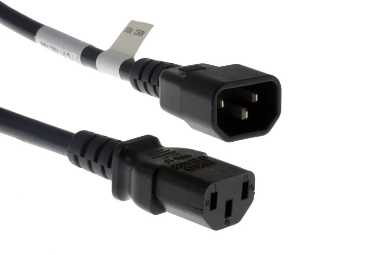 AC Power Cord, C14 to C13, 18 AWG, 10ft, Black