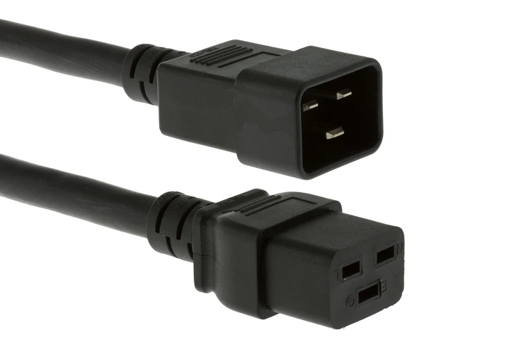 AC power cord, C20 to C19, 12 AWG, 7ft, Black