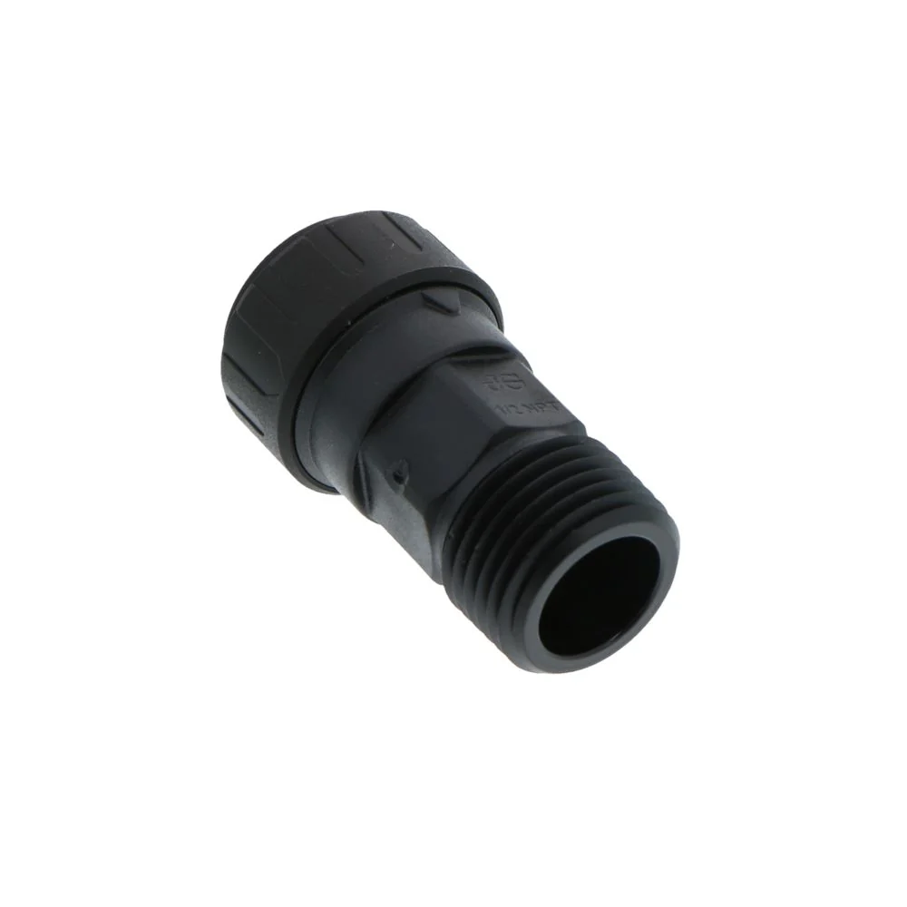 John Guest Black Male Connector - 3/8 CTS x 1/2 NPT — Box of 100