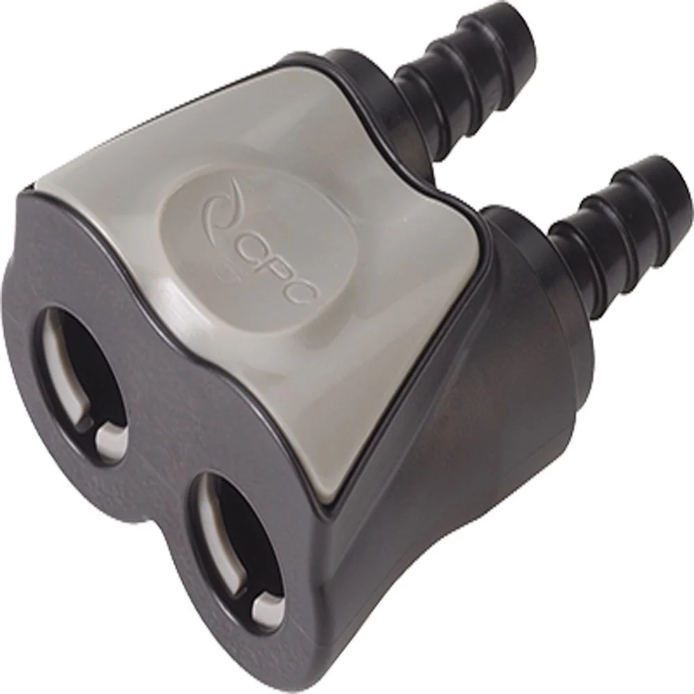 DTLD17004MBLK Valved In-line Dual Hose Barb Coupling Body 1/4 ID Barb — Pack of 250