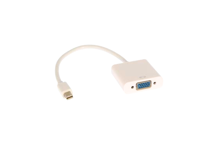 Mini DisplayPort(Thunderbolt) Male to VGA Female Adapter, White, 3in