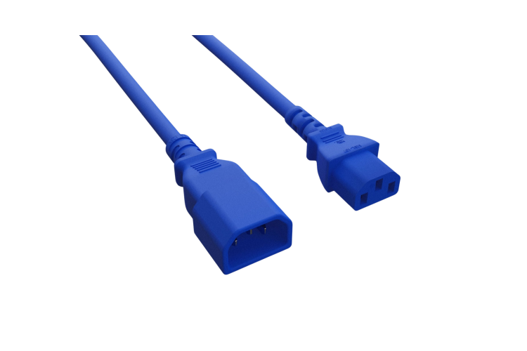 Power Cord, C13 toC14, 3 ft, 14AWG, Blue