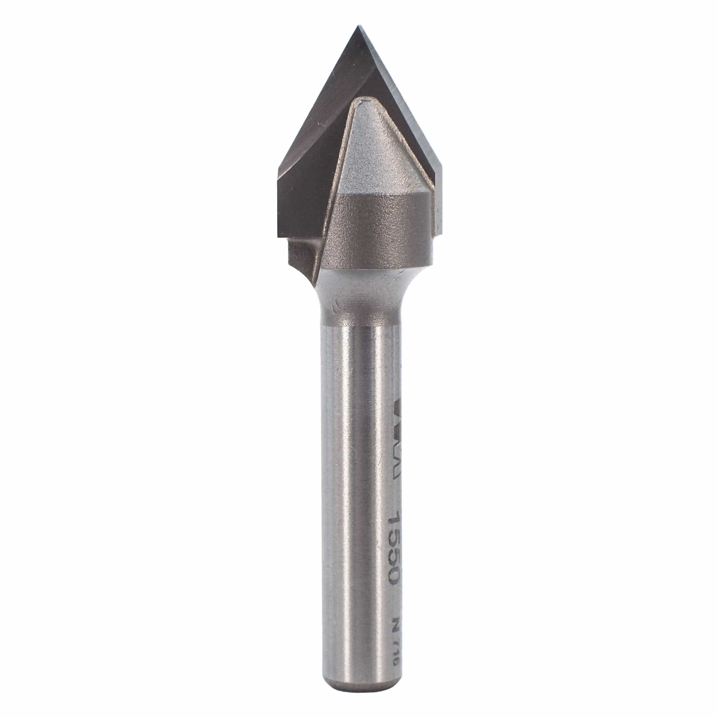 V-Groove CNC Router Bit - 60 Degree - 1/4" SH - 1/2" D - 7/16" Point Length - 2" OL