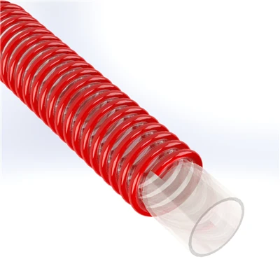 SPVC-VRH-3.0-100 by Texcel | SIGMA-VRH™ Series | Heavy-Duty Tank Drop Hose | 3" Hose ID | 13 PSI | 29 in/Hg Vacuum Rated | Clear w/ Red Spiral — Exact Length (FT)