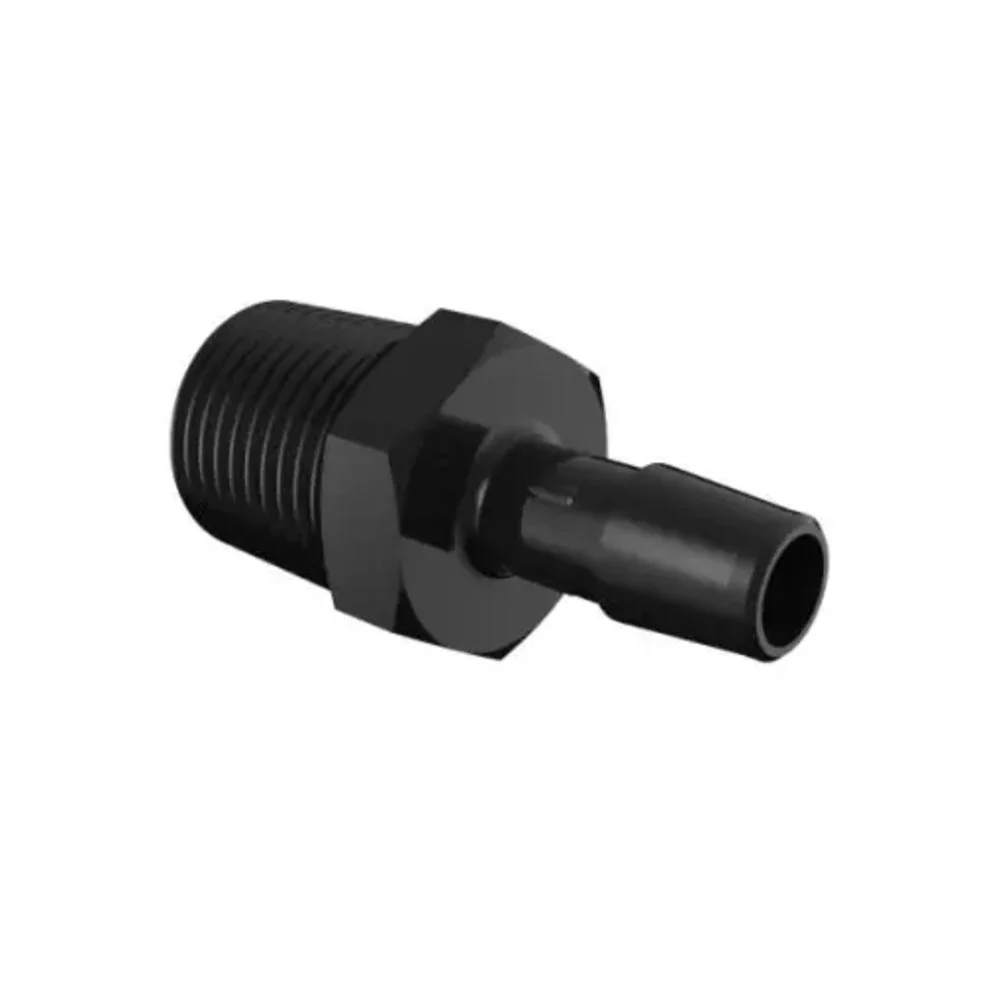 3/8" Tube ID x 1/2" NPT Nylon Threaded Adapter- Black — Pack of 1000