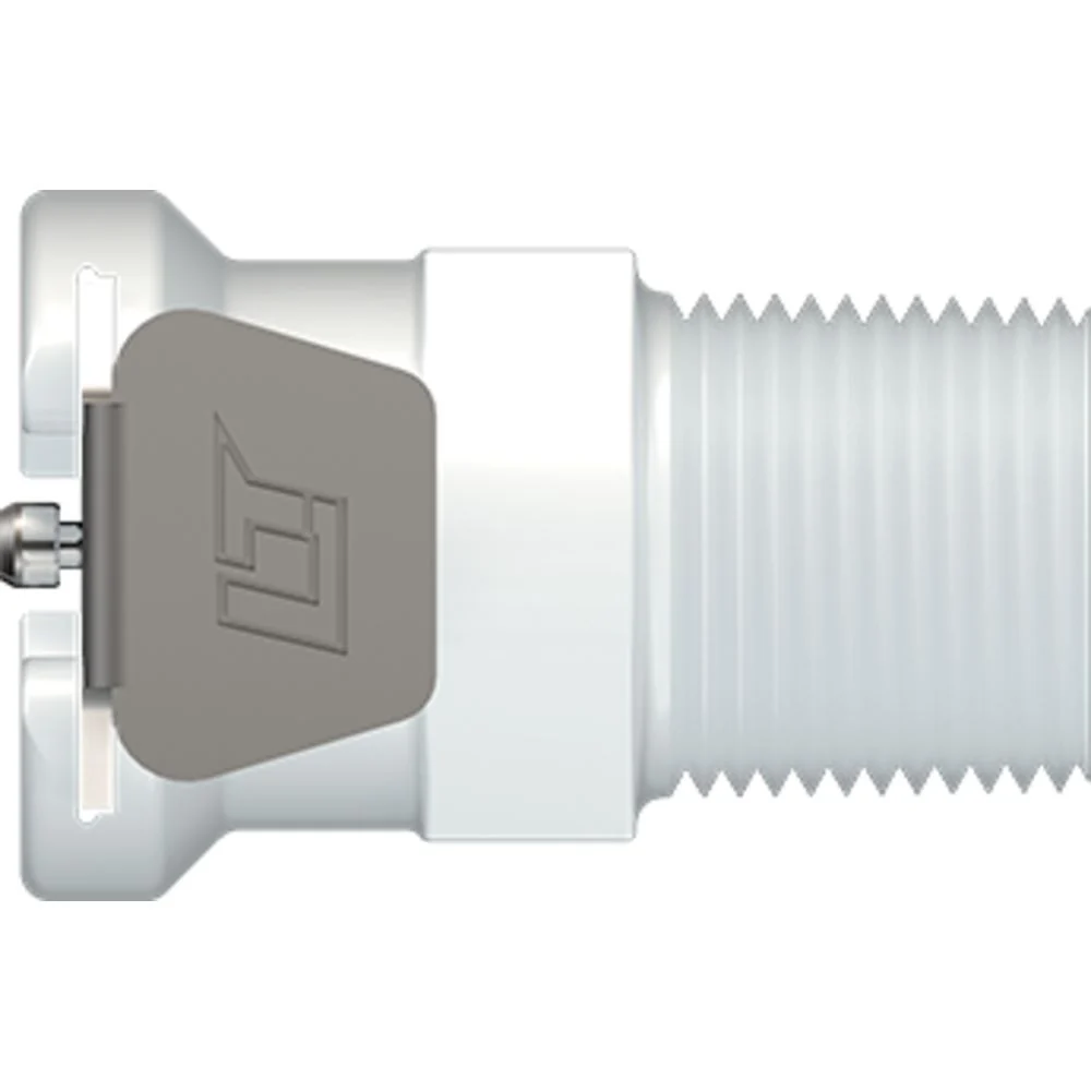 LinkTech 40AC Series Male Thread Female, Valved, 1/4" MNPT, Natural Acetal, Buna N — Single