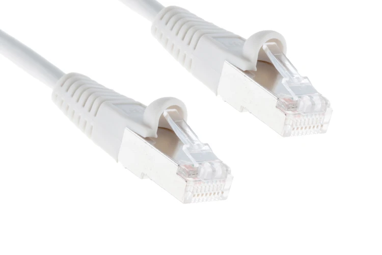 Cat5e Shielded Ethernet Patch Cable, Half-moon Boot, 75ft, White