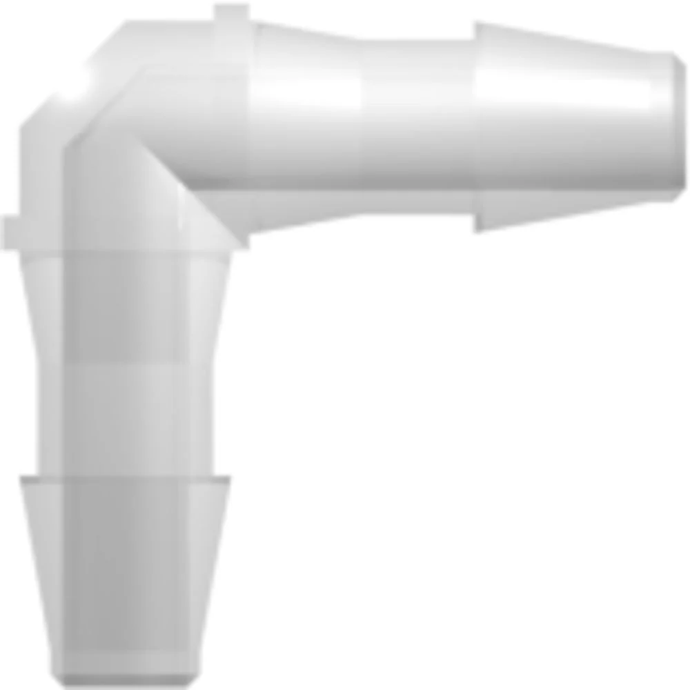 LinkTech Elbow Tube Fitting with 200 Series Barbs, 1/8" (3.2 mm) ID Tubing, Natural Polypropylene — Single