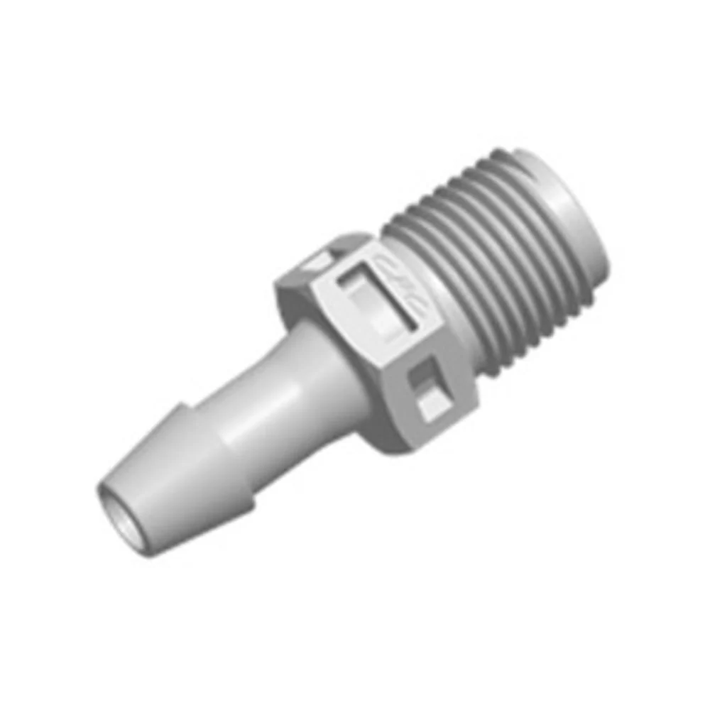 FitQuik Polypropylene Thread to Tube Straight Fitting - 1/8 MPT to 5/32 HB — Bag of 100