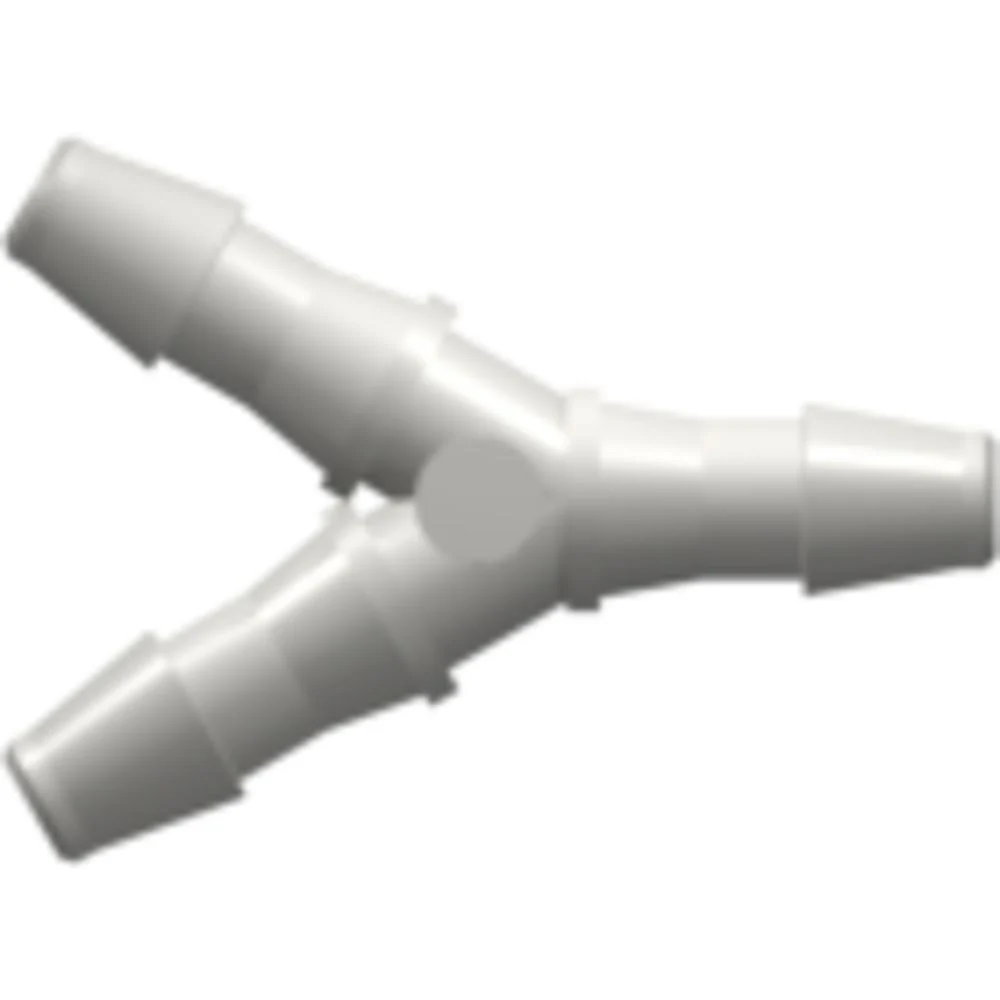LinkTech Y Tube Fitting with 200 Series Barbs, 1/16" (1.6 mm) ID Tubing, White Nylon — Bag of 1000