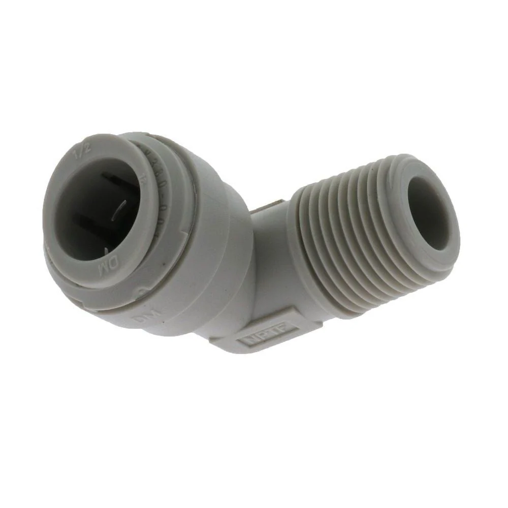DMfit Elbow Male Connector - 1/2 Push-in x 3/8 NPTF — 50 Pack