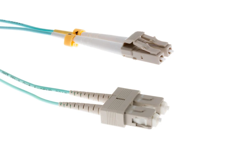 3M LC-SC OM4 40G 50/125 Multimode Duplex UPC Fiber Patch Cable, Aqua