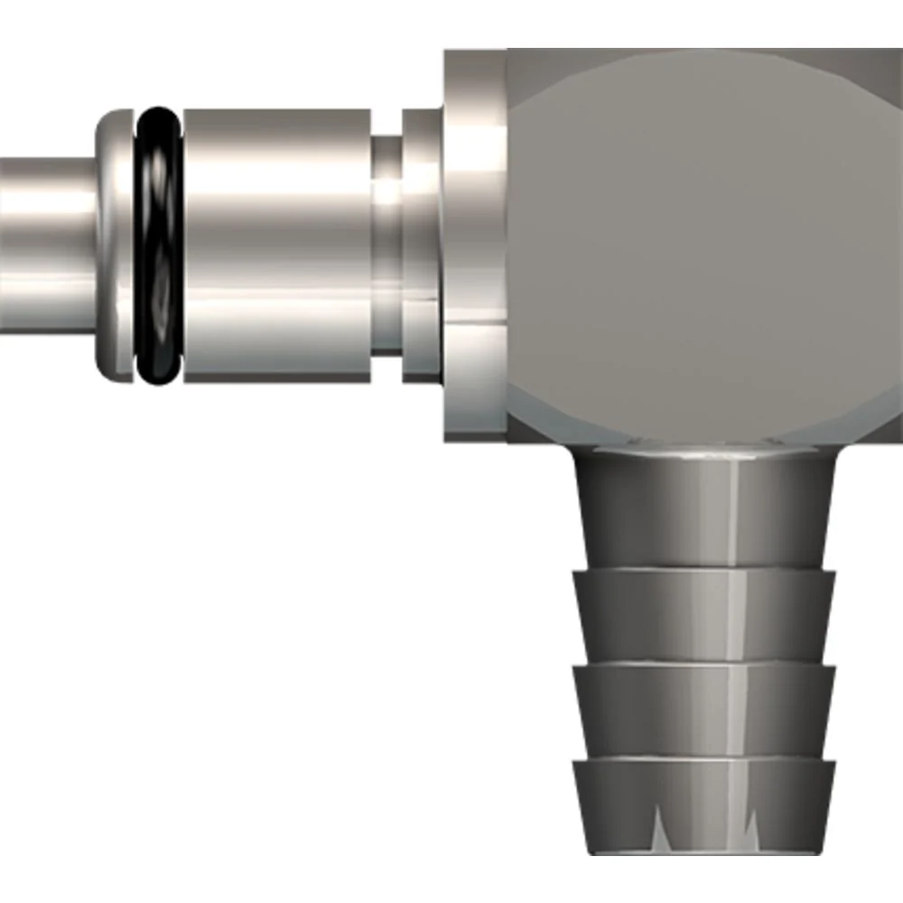 LinkTech 40CB Series Elbow Male, Valved, 3/8" HB, Chrome Brass, Buna N — Bag of 100