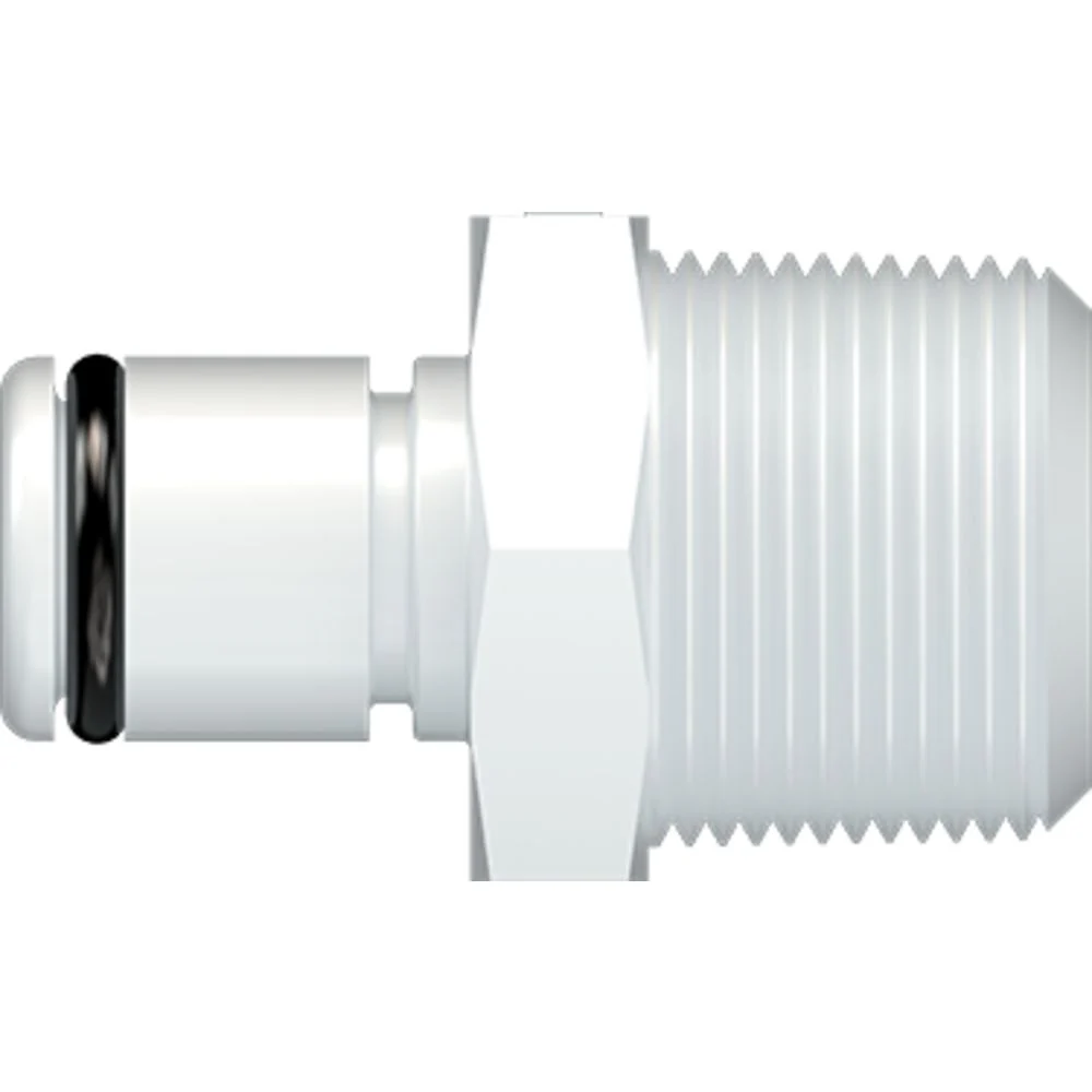 LinkTech 40AC Series Male Thread Male, Non-valved, 3/8" BSPT, Natural Acetal, Buna N — Bag of 100