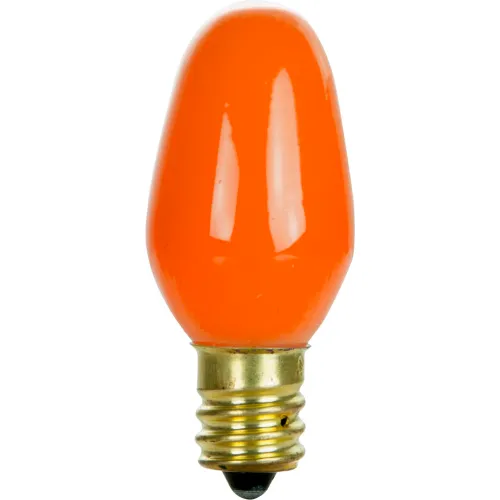 Sunlite® Incandescent Bulb with E12 Candelabra Base, 7W, 120V, Orange, Pack of 25