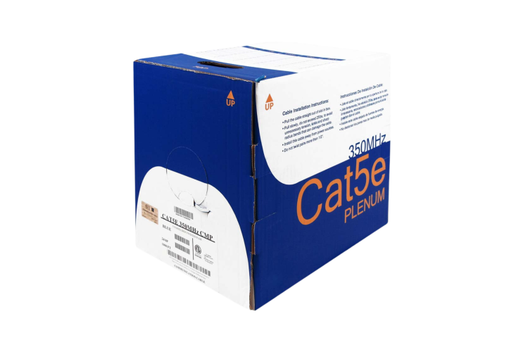 Cat5e Bulk Ethernet Cable, Unshielded, Solid, CMP, Pull Box, 1000 ft, 350 Mhz, White